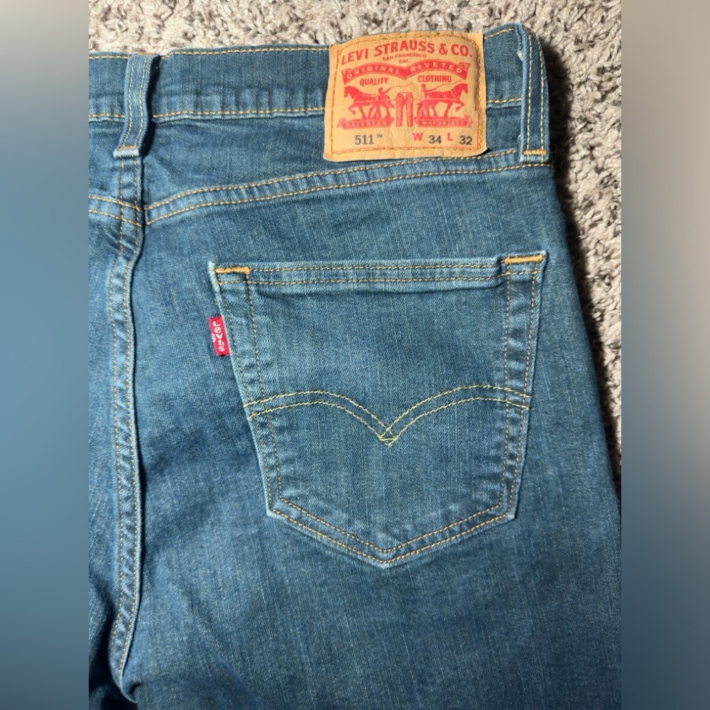 Levi's 511 Slim Jeans Men W34 L32 Blue Water Denim Classic Stretch